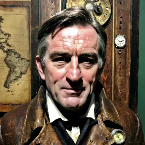 Prompt: "Photorealistic full figure weathered male sea captain with mechanical leg, Victorian sailing coat with hidden weapon compartments, antique appraisal tools at belt, steampunk spyglass, treasure map with eldritch markings, dockside office with cursed artifacts in locked display cases --ar 3:4 --s 1000"