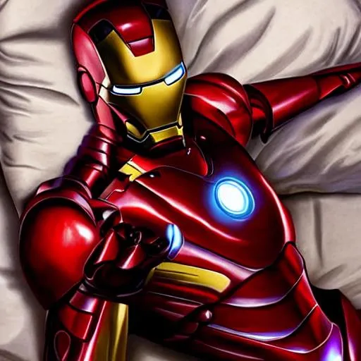 Prompt: iron man in bed