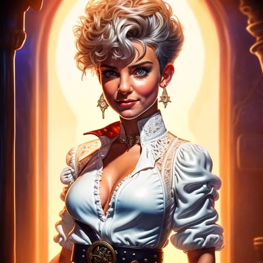 Prompt: hyperdetailed illustrative portrait of a beautiful {{bending over, slutty pose}} semi-realistic eager  young female adventurer wearing a white adventurer style open blouse, leather pants, a leather belt and boots at a fantasy inn, bright pink short faux hawk hairstyle, she looks eager for adventurer, Face like a Disney Princess, Disney Princess face, warm skintone, downblouse,
highest quality splash art,
masterpiece, 
cinematic lighting, 
volumetric lighting, 
warm lighting, 
studio lighting, 
3d lighting, 
UHD, 
HDR, 
128K, 
HD, 
long shot, 
professional photography, 
unreal engine octane render, 
trending on artstation, 
sharp focus, 
occlusion, 
centered, 
symmetry, 
shadows, 
highlights, 
contrast, 