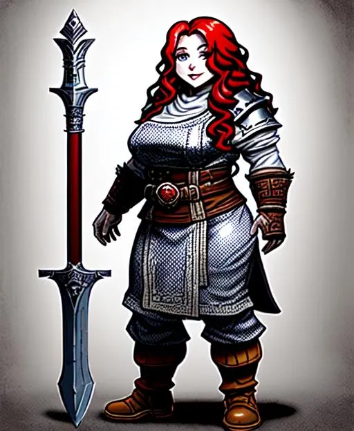 Splash art of a very short female dwarven holy warri... | OpenArt