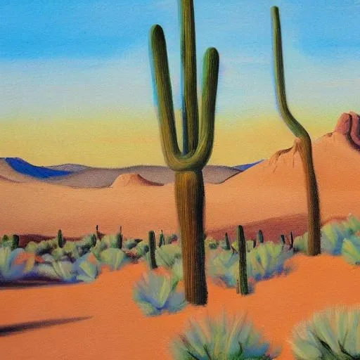 Prompt: Picaso portrait of desert oasis