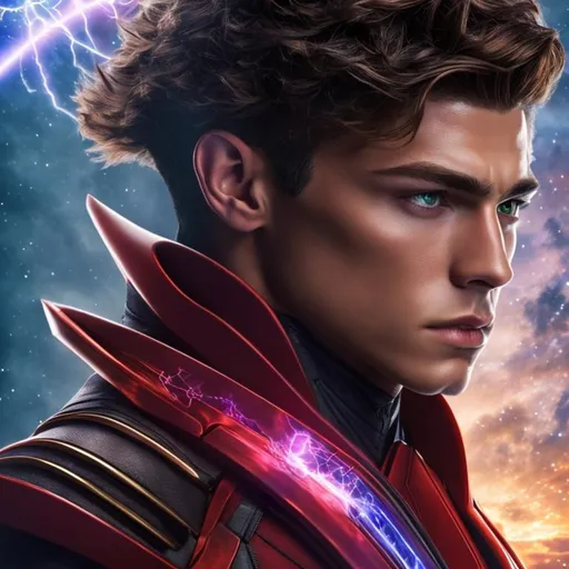 Prompt: High resolution hyperrealistic image of young avenger wiccan merged with x-man ((nate grey)), symmetrical detailed photorealistic face, psionic powers and chaos magic, highly detailed, cinematic, uhd, hdr, 64k