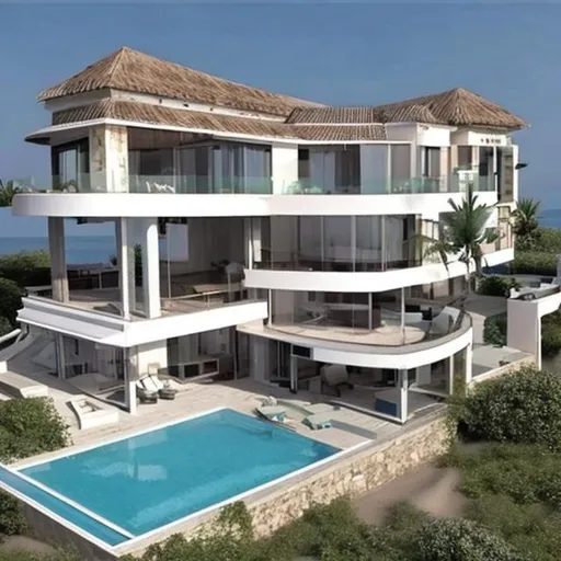 Prompt: A very big villa on a Beach 