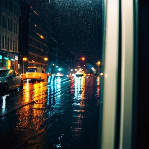 Prompt: View from the window of a car, night, rainy street, glen garry glenn ross movie style, perfect composition, hyperrealistic, super detailed, 8k, high quality, trending art, trending on artstation, sharp focus, studio photo, intricate details, highly detailed