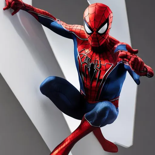Prompt: sleek and modern spiderman suit, combining the colors of red, silver, and white. The suit is made from a specialized fabric that enhances his agility and provides some level of protection. It also contains pockets and compartments to carry his tech inventions.
