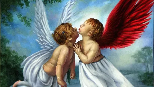 Prompt: painting of an angel kissing a demon