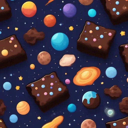 Prompt: Cartoonish cosmic brownie theme in stellar background 