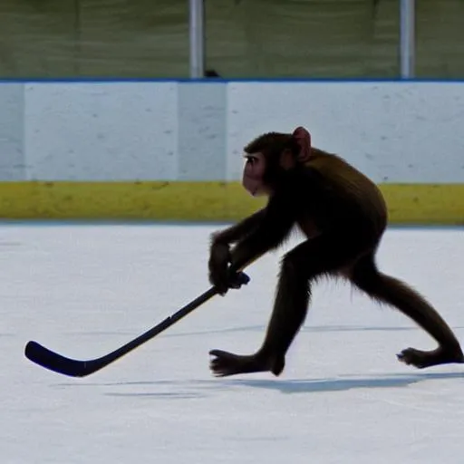 Prompt: Monkey playing hockey 