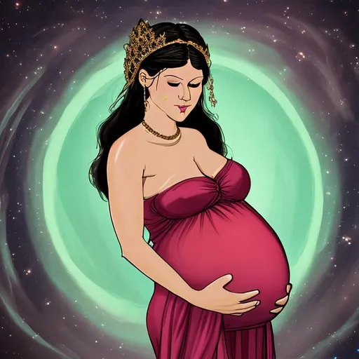 Prompt: pregnant evil goddess