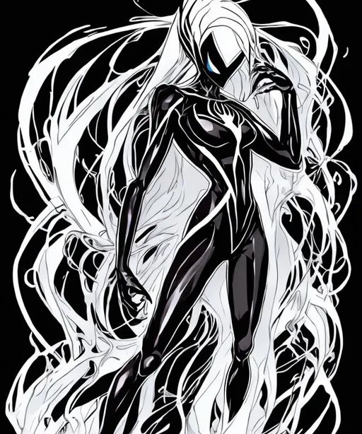 Prompt: Mary janne wtih symbiote anime styled