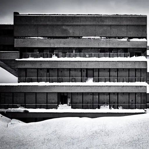 Prompt:  brutalist architecture Observatory the side of a snowy mountain.