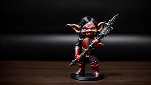 Prompt: {{{Small Male Goblin with Red eyes and pointed teeth}}}, {{Holding a black dagger}}, {Sinister, Evil}, High Quality, Hyper Detailed, Intricate Detail, Dark Colors