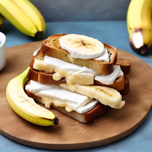 Prompt: banana cheese sandwich on toast