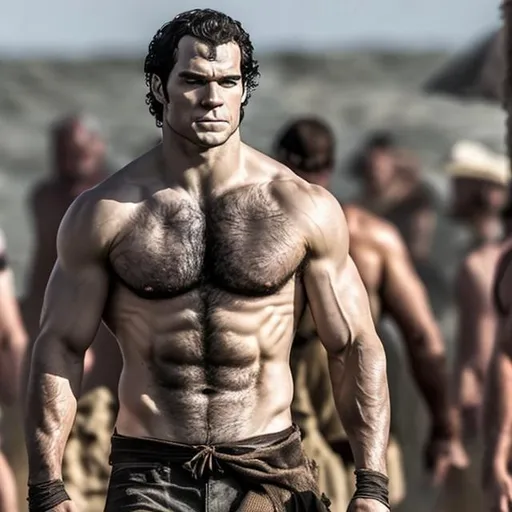 Prompt: Shirtless Henry cavill with lots of body hair 