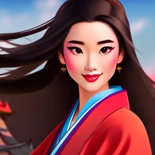 Prompt: Animated portrait of Mulan Disney
