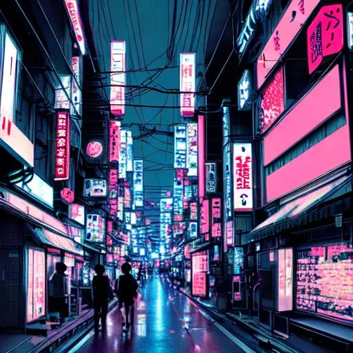 Prompt: Japan at night cyberpunk with neon