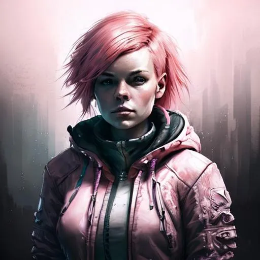 Prompt: highly detailed, close-up photography of a face, victorian/cyber punk style, warm lighting, pink hair