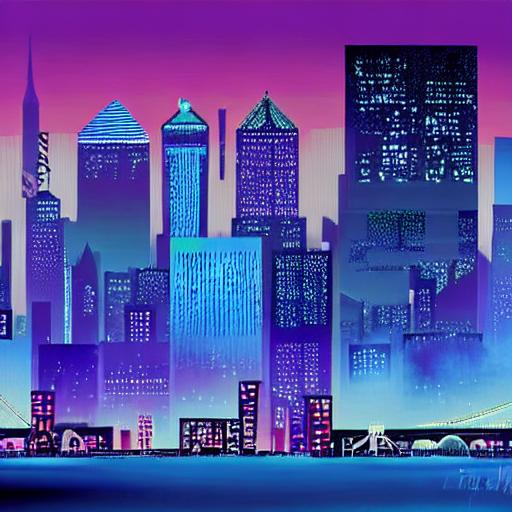 art deco 80's nyc skyline | OpenArt