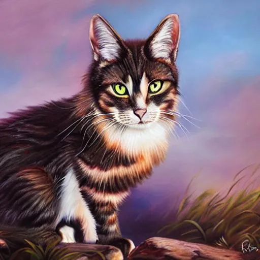 Prompt: Erin hunter warrior cats, warrior cat, feral cat, realistic cat, oil painting, anime, lighting, shadows, nature background, evil cat, fullbody fullbody art, muscular cat, strong cat, mixed breed cat, barn cat, outdoor cat, sparce-haired cat, old cat, elder cat, hairless cat