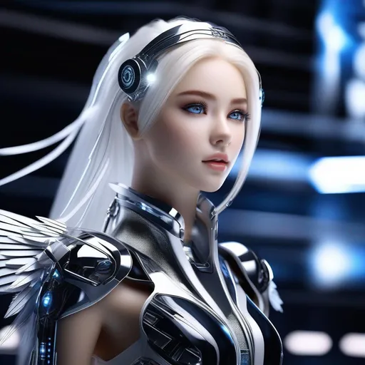 Prompt: {{{{highest quality absurdres best award-winning masterpiece}}}} of hyperrealistic intricately hyperdetailed wonderful stunning beautiful gorgeous cute posing feminine 22 year {{{{cybernetic futuristic angel with exoskeleton}}}} with {{hyperrealistic white hair}} and {{hyperrealistic perfect beautiful lifelike eyes}} wearing {{hyperrealistic futuristic perfect exoskeleton angel wings}} with deep visible exposed cleavage and abs, best  elegant octane behance cinema4D rendered stylized epic film poster splashscreen videogame trailer character portrait photo closeup {{hyperrealistic stunning cinematic semi-anime waifu style with lifelike skin details reflections}} in {{hyperrealistic intricately hyperdetailed perfect 128k highest resolution definition fidelity UHD HDR superior photographic quality}},
hyperrealistic intricately hyperdetailed wonderful stunning beautiful gorgeous cute natural feminine semi-anime waifu face with romance glamour soft skin and red blush cheeks and perfect cute nose eyes lips with sadistic smile and {{seductive love gaze directly at camera}},
hyperrealistic perfect posing body anatomy in perfect epic cinematic stylized composition with perfect vibrant colors and perfect shadows, perfect professional sharp focus RAW photography with ultra realistic perfect volumetric dramatic soft 3d lighting, trending on instagram artstation with perfect epic cinematic post-production, 
{{sexy}}, {{huge breast}}