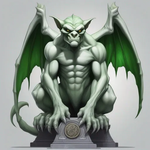 Prompt: Gargoyle, colors are green white and silver, scales, apocalypse creature ,best quality, masterpiece, in cartoon style