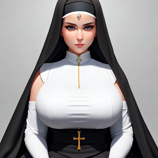 Busty Nun Kneeling Highly Detailed Face Highly De