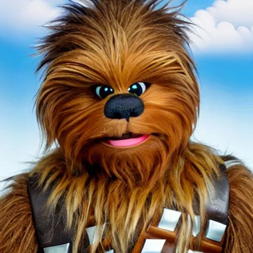 chewbacca as a muppet baby, blue eyes, svg sticker,... | OpenArt