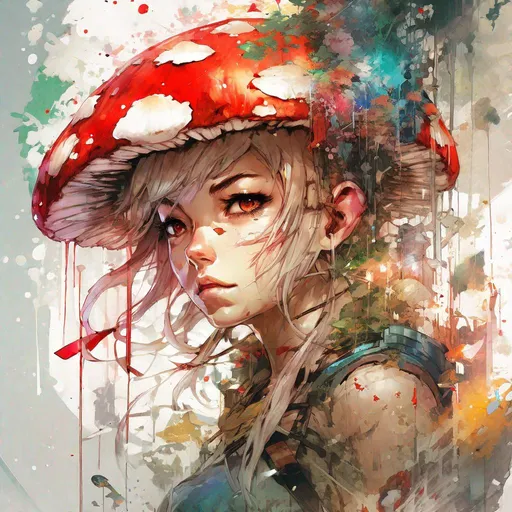 Prompt: "Anime toadstool superhero;anime portrait by carne Griffiths, Krenz Cushart, WLOP and Akihiko Yoshida;r/art; a masterpiece; splash art by Disney; anime key visual""