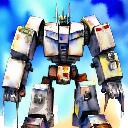 Prompt: create a watercolor painting of phone that is really a transformer waiting to attack an innocent boy