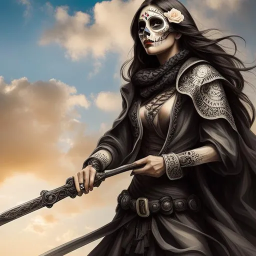 Prompt: Attractive Skeleton Woman {dias de los Muertos}