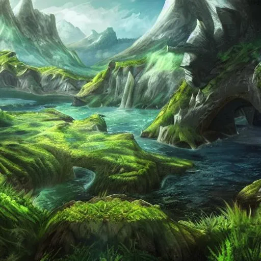 Prompt: verdant hills from monster hunter, hyper realistic, dungeons and dragons style, fantasy
