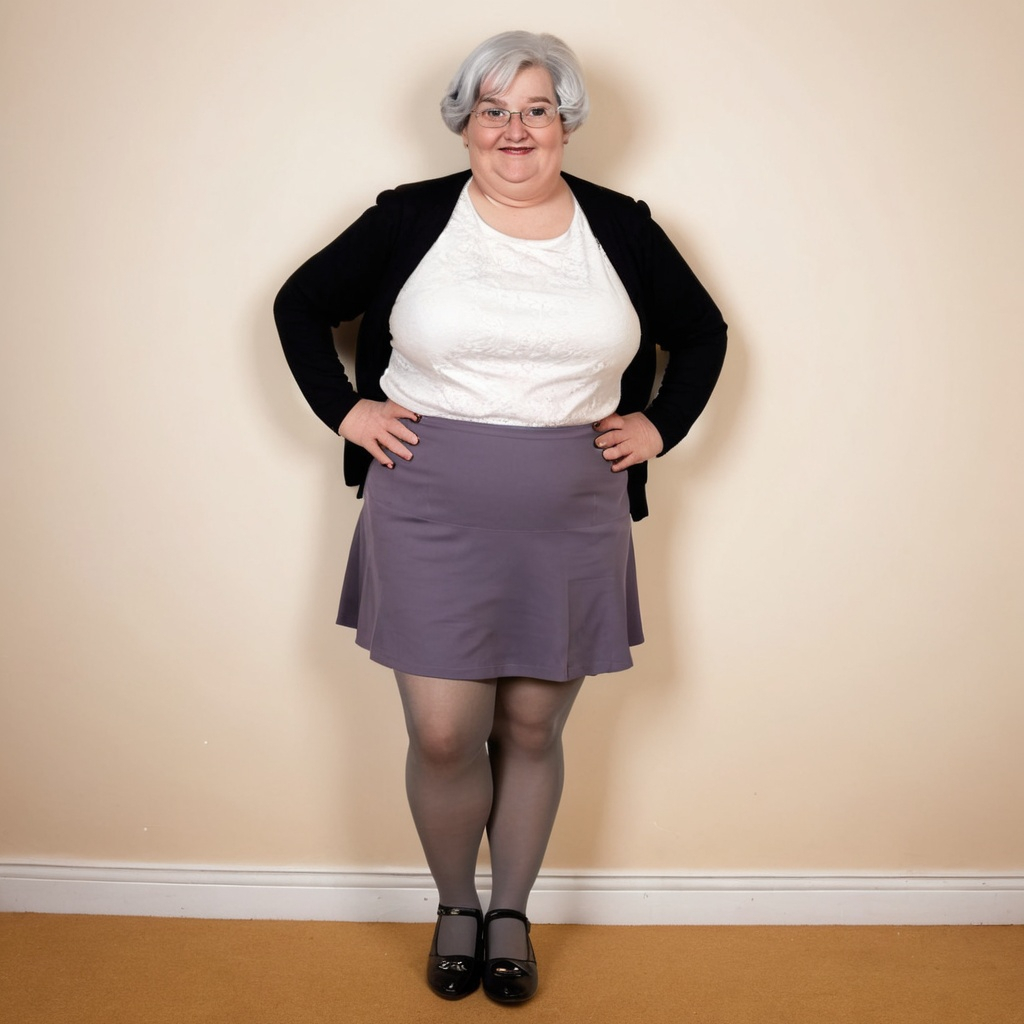 Large Obese Granny Nylons Tights Grey Hair Flat Shoe Openart