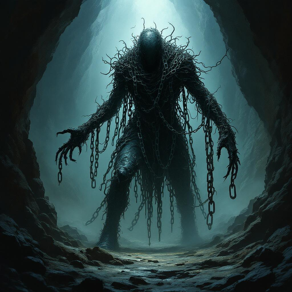 A chain demon, surrounded by evil looking chains, th...