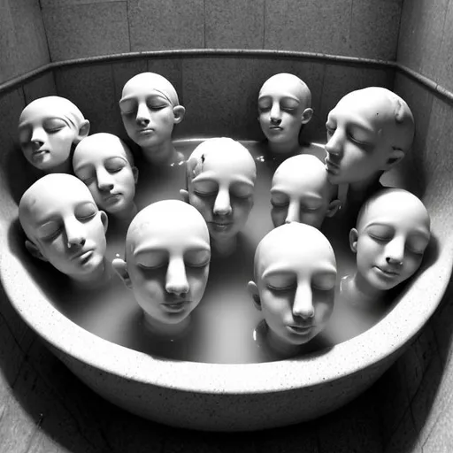 Prompt: Bathtub of heads