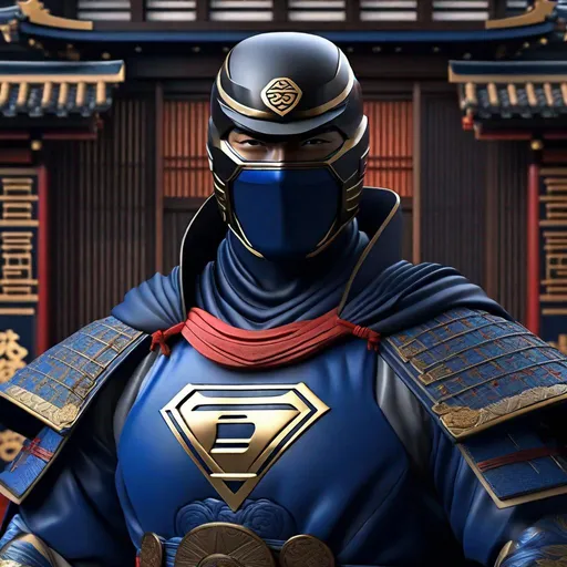 Prompt: Portrait of {  Ninja superman } in  {edo era Japan}, perfect composition, hyperrealistic, super detailed, 8k, high quality, trending art, trending on artstation, sharp focus, studio photo, intricate details, highly detailed,happy face, by greg rutkowski