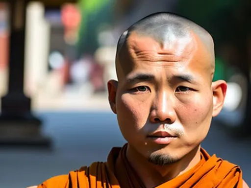 Prompt: Calm Monk without a beard  front face