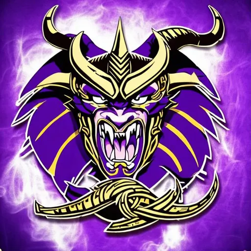 Prompt: The Minnesota Vikings Demon logo Super cool anime style