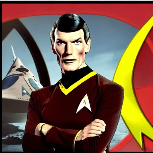 Prompt: Ted Cassidy in a Starfleet uniform, in the style of Star Trek: The Next Generation.