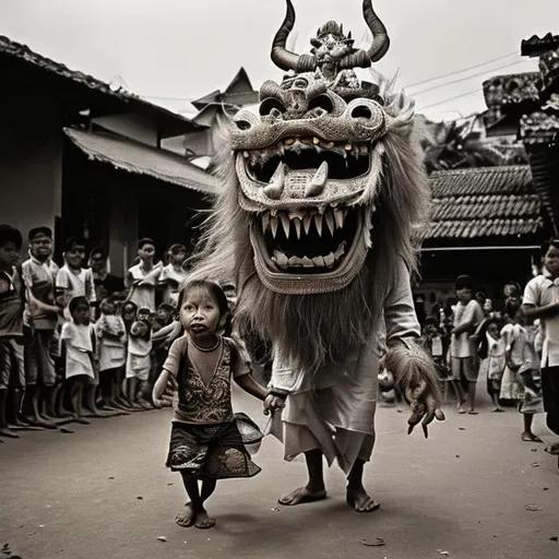 Prompt: Hairy and scary Barong from Indonesian mythology
Capturing children before dusk
Real photos
Circa 1967