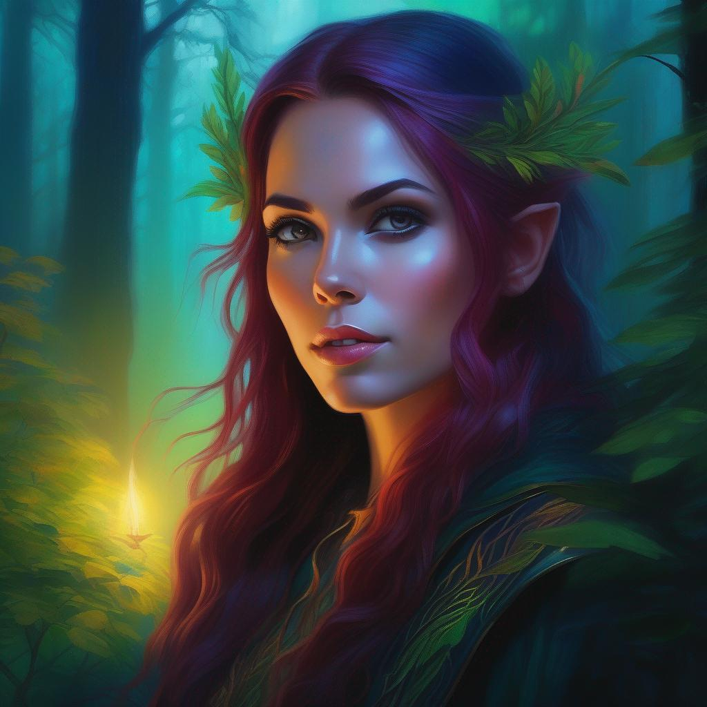 fantasy art, oil painting, Marisha Ray as a half-elf... | OpenArt