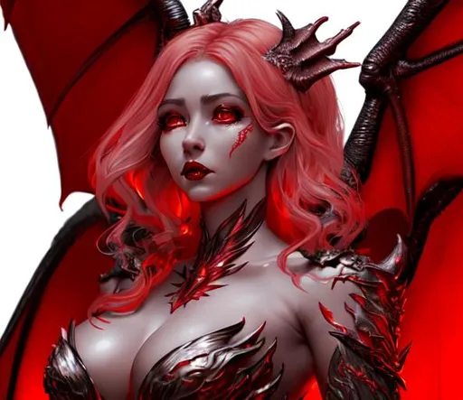 Prompt: Ethereal dragon woman + dragon wings + red + red Lipstick + angelic face + immense detail A focused female figure, full figure + Full HD render + immense detail + dramatic lighting + well lit + black, character sheet, + fine esoteric symbolism | ultra - detailed realism, soft cinematic lighting, high - quality, engraved | highly detailed |digital painting, artstation, concept art, smooth, sharp focus, Nostalgic, ethereal, nebula, 8k, hyper detailed, intricate detail, photorealistic