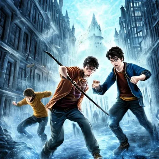 Prompt: Harry potter 
fighting Percy Jackson 