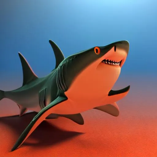 Prompt: orange shark  3d render