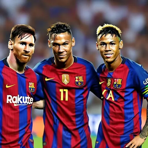 Prompt: Messi, Ronaldo and Neymar