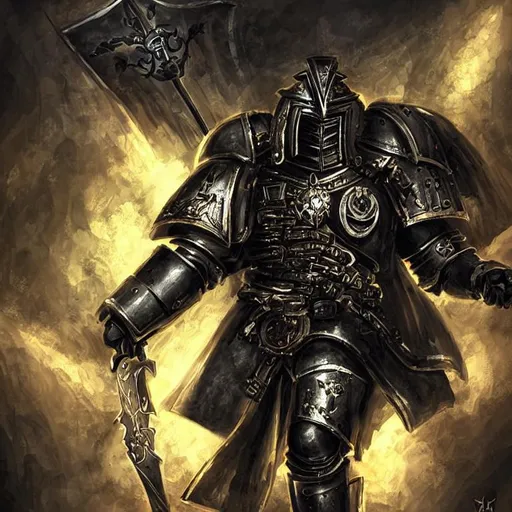 Prompt: a Black Templar from Warhammer 40k as a medieval knight, portrait, highly detailed, digital art, ambient light