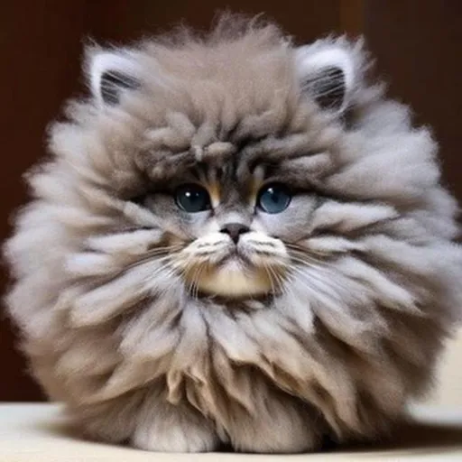 Prompt: Fluffy cat shaped like a ball