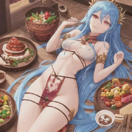 Prompt: food goddess, slim