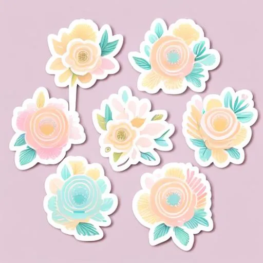 Prompt: die-cut sticker, cute kawaii {flower} sticker, illustration minimalism, white background, vector, pastel colors