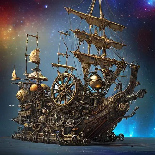 small, steampunk spaceschooner, fantasy based, a lot... | OpenArt