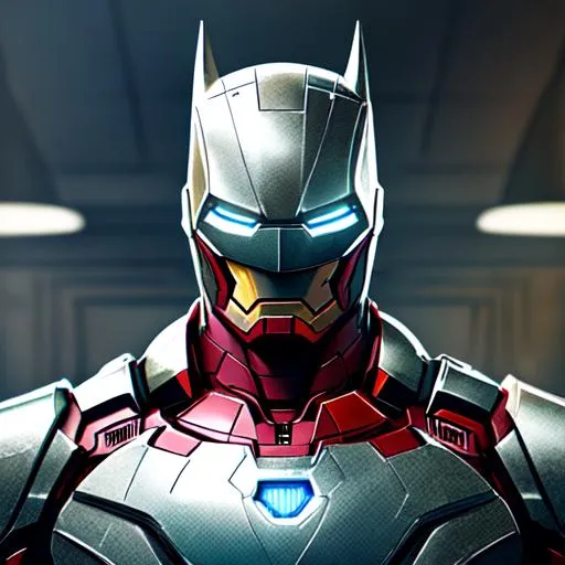 Prompt: create most beautiful photograph of most beautiful fictional, Batman in Iron man suit, royal style, extremely, detailed environment, detailed background, intricate, detailed skin, natural colors , professionally color graded, photorealism, 8k, moody lighting.